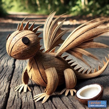 การสร้างมังกรจากเปลือกมะพร้าว