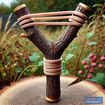 การสร้างหนังสติ๊กจากกิ่งไม้และยางรัด