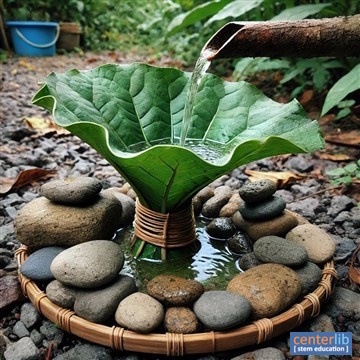 การสร้างเครื่องทำน้ำหยดจากใบไม้และก้อนหิน